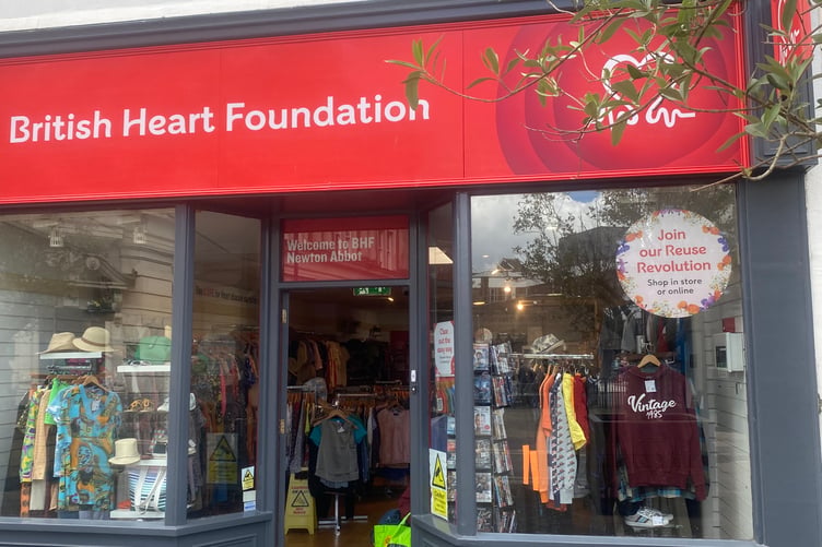 The British Heart Foundation clothes shop in Newton Abbot