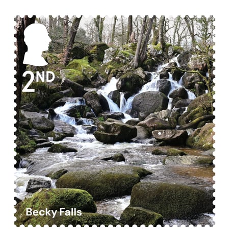 The Becky Falls stamp. Photo Royal Mail 
