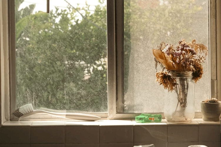 Kitchen window stock image