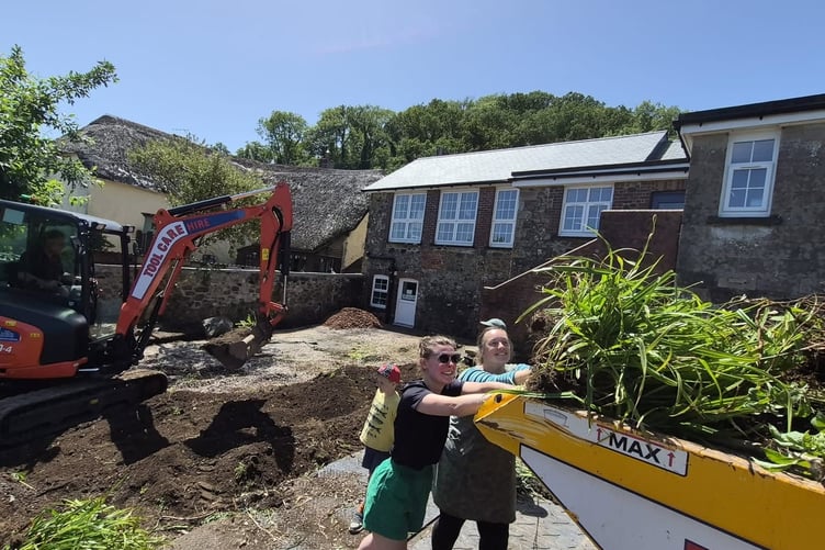 Hennock School's new flood-proof play area takes shape. Photo Hennock PTFA