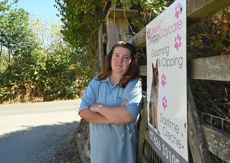 Teigngrace road closure. Olivia Elliott who runs Olivia's Doggy Day Care in the village is fearing for her business