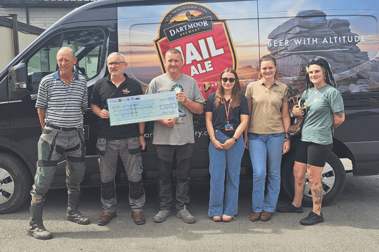 Presentation of cheque to Devon Air Ambulance at Dartmoor Brewery