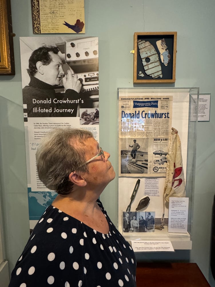 Teign Heritage Centre archivist Rosemary Booth with the shards of the Electron. Photo supplied