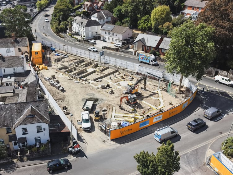 New social housing taking shape in the centre of Newton Abbot at Sherborne Road car park. Photo Nevada Construction