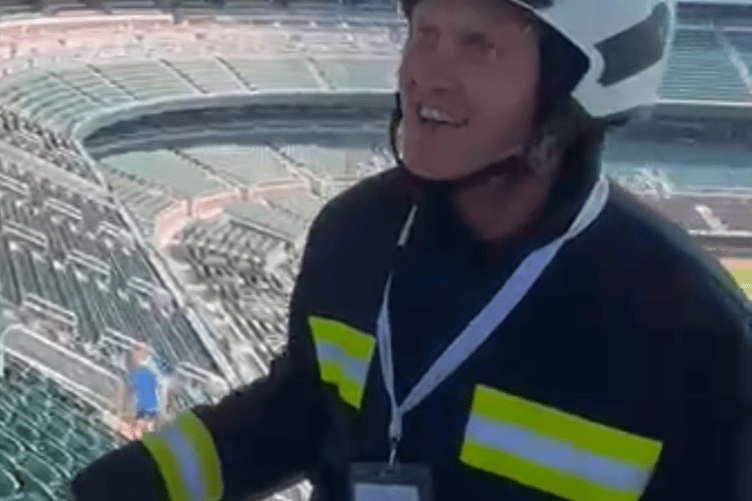 Matt 'Boots' Hallett during the 9/11 memorial climb at Atlanta Braves baseball stadium