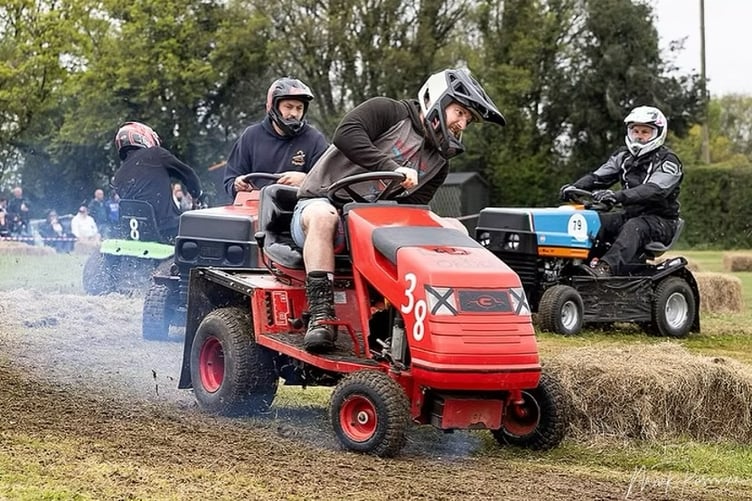 Negotiating the bends at the Mower Mayhem racetrack