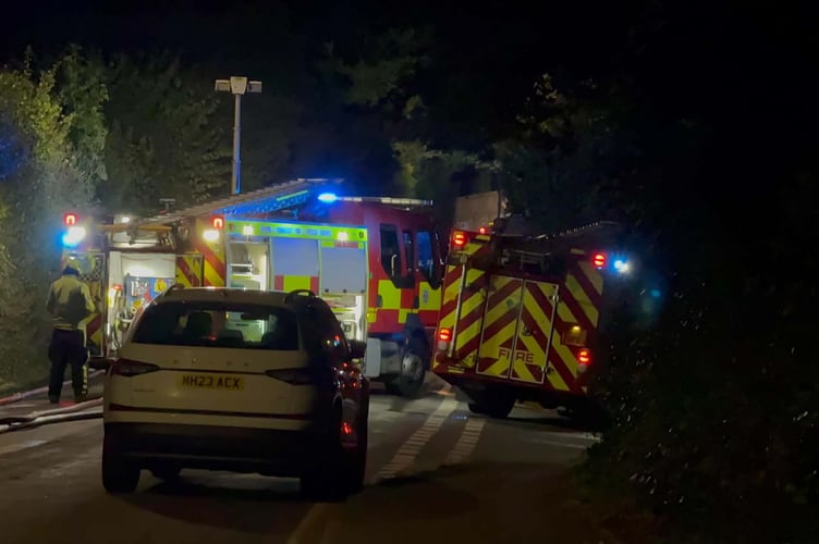 Fire crews attending a tractor fire at the Ogwell roundabout on the A381 Totnes Road, Newton Abbot . Photo: Josh Rowlands