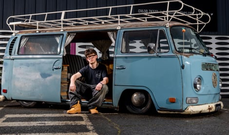 George Hopper, former South Devon UTC student, now working restoring iconic Volkswagen vehicles. Photo supplied