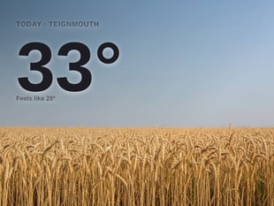 Teignmouth: sunny day, high of 33°C